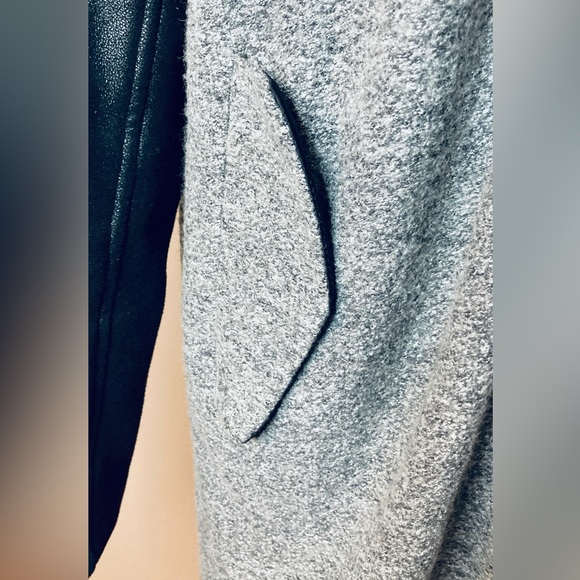 Twik Simons Long Grey Wool Blend Light Coat Black Sleeve Sz L Minimalist Jacket - Picture 7 of 12